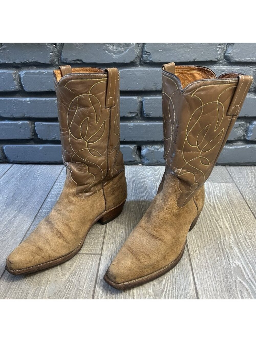 Acme Vintage Suede Western Cowboy Boots Mens 11.5 E